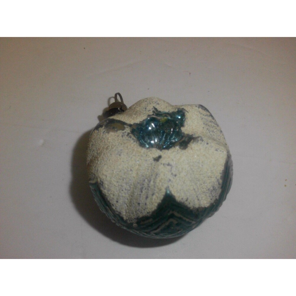 Blue Mercury Ha Blown glass Christmas Flower Shape Ornament 1930's